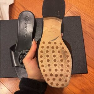 Tory Burch Black Leather Mules